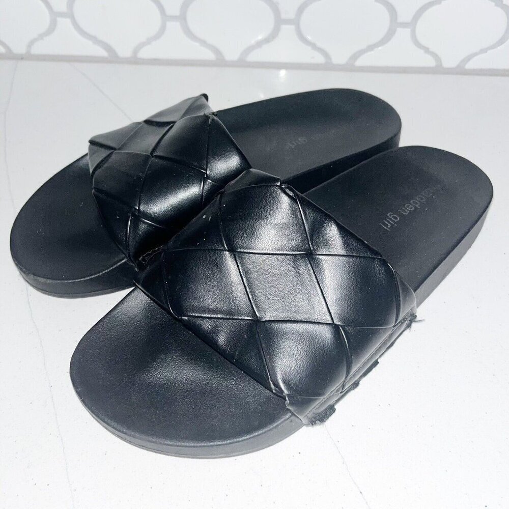 Madden Girl Women Shoes Sandals Slides Black Slip On Size 9